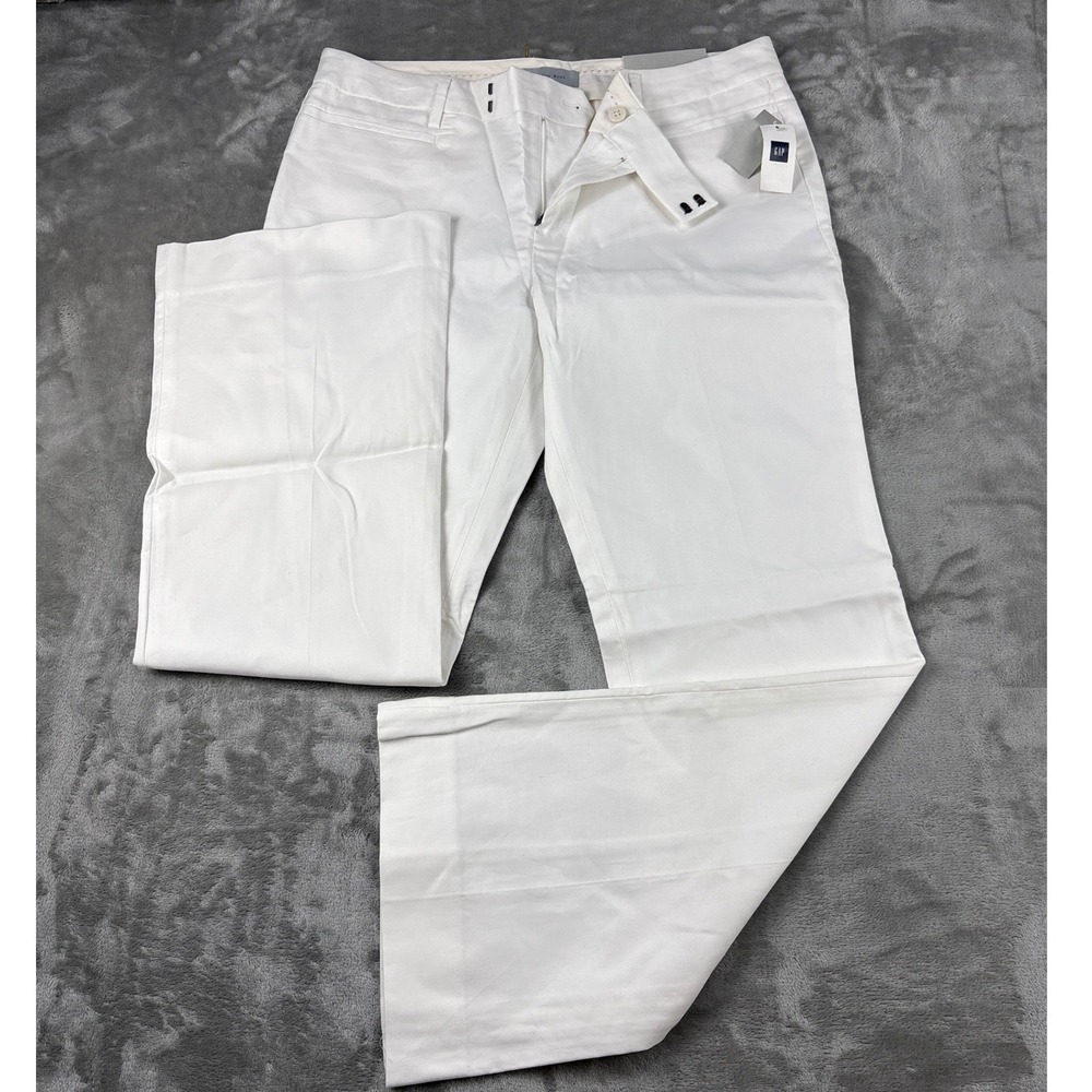 Gap Modern Boot White Trousers Slim Fit Bootcut Dress Pants Womens Size 8A NEW